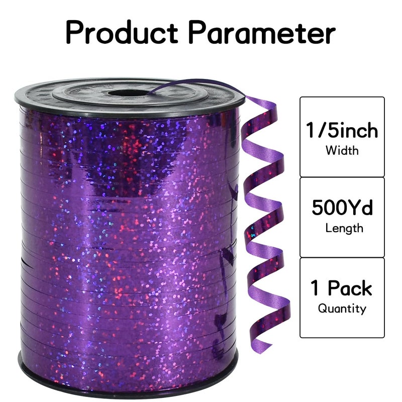 BEISHIDA 500 Yards Purple Crimped Curling Ribbon Shiny Metallic Balloon String Roll Gift Wrapping Ribbon for Halloween Birthday Party Decorations - Image 2